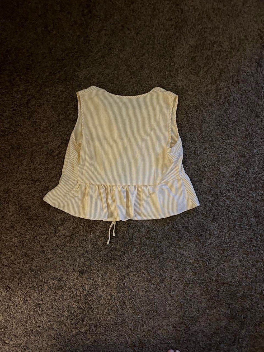 SHEIN Yellow and White Striped Sleeveless Peplum Top
